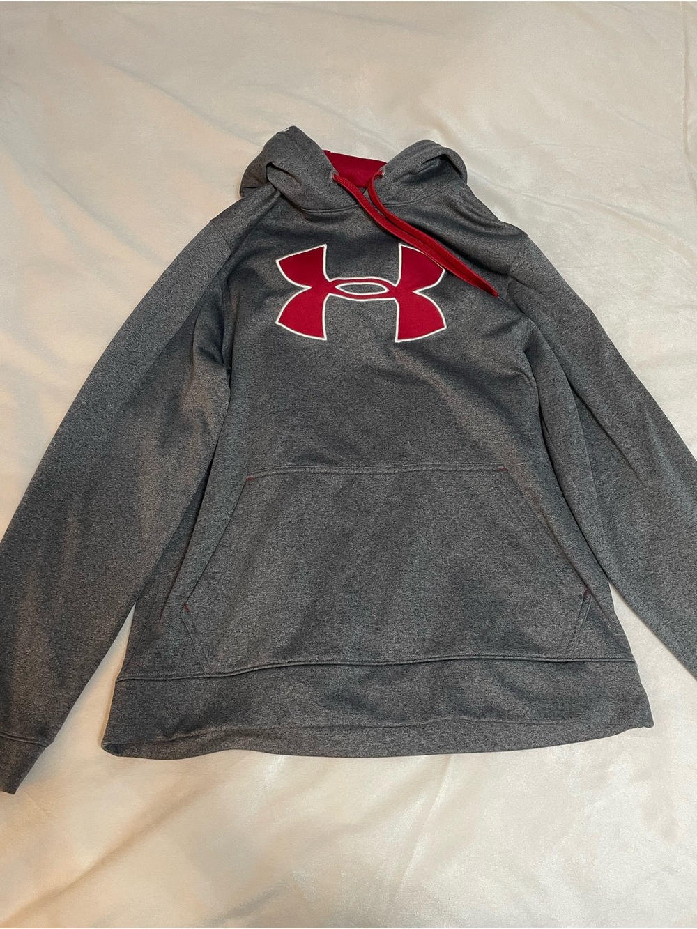 Under Armour Gray Pullover Hoodie with Red Logo